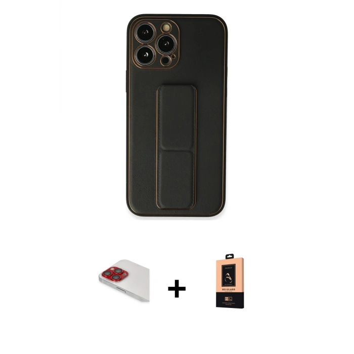 ieg™ iPhone 13 Pro Max Kılıf Akış Doku - Şeffaf Maxco Cam Ekran Koruyucu + Pers Alüminyum Kamera Lens - KI