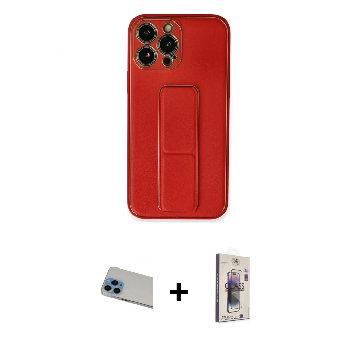ieg™ iPhone 13 Pro Max Kılıf Akış Doku - Siyah Bilvis 3D Cam Ekran Koruyucu + Rainbow Kamera Lens Koruma Cam - MI