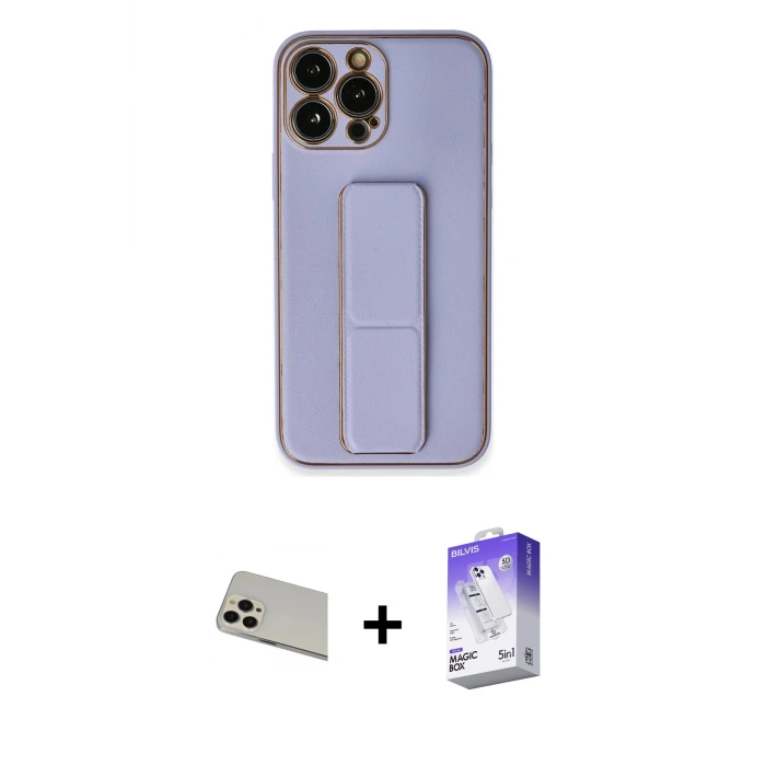 ieg™ iPhone 13 Pro Max Kılıf Akış Doku - Siyah Bilvis 5in1 3D Magic Cam Ekran Koruyucu + Rainbow Kamera Lens Koruma Cam - REGD