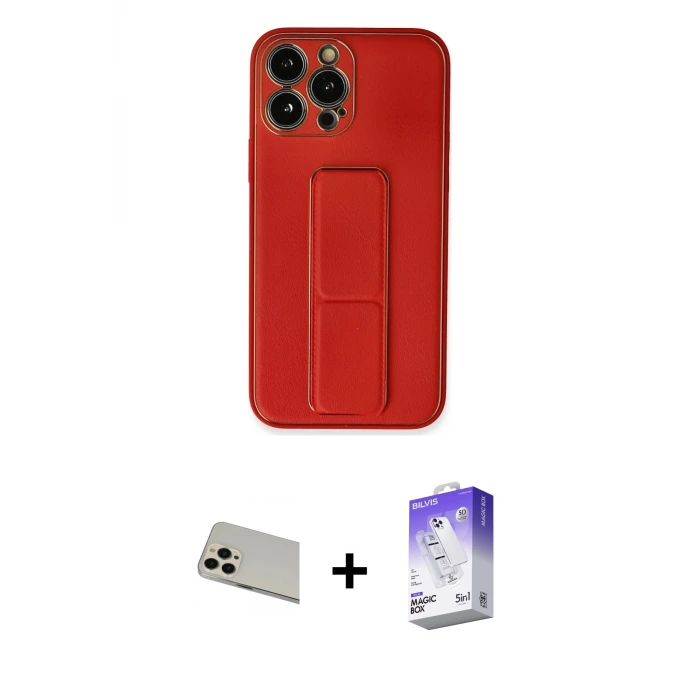 ieg™ iPhone 13 Pro Max Kılıf Akış Doku - Siyah Bilvis 5in1 3D Magic Cam Ekran Koruyucu + Rainbow Kamera Lens Koruma Cam - REGD