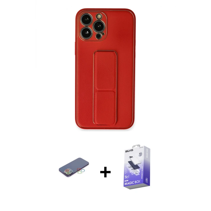 ieg™ iPhone 13 Pro Max Kılıf Akış Doku - Siyah Bilvis 5in1 5D Magic Hayalet Cam Ekran Koruyucu + Renkli Kamera Lens Koruma Cam - MI