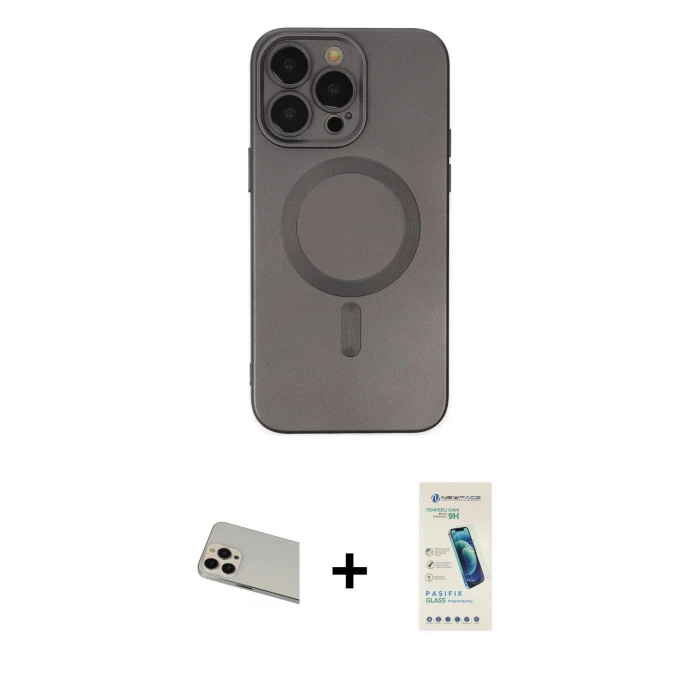 ieg™ iPhone 13 Pro Max Kılıf Akış Minimal Özel Seri - Şeffaf Pasifik Cam Ekran Koruyucu + Rainbow Kamera Lens Koruma Cam - REGD
