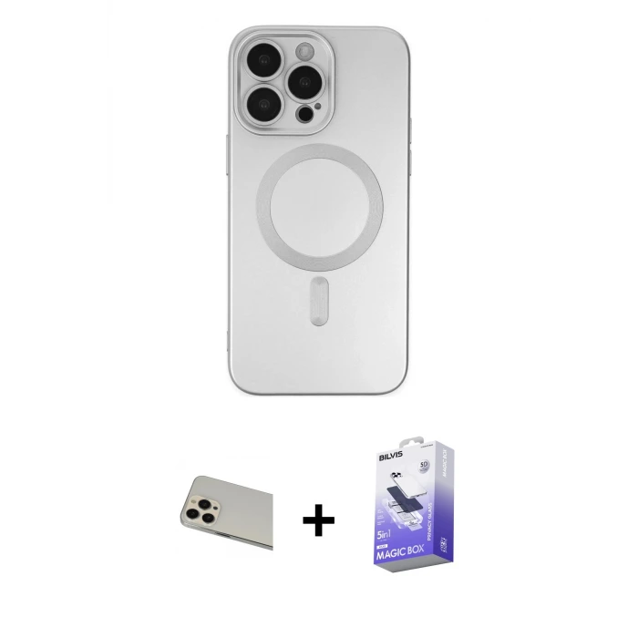 ieg™ iPhone 13 Pro Max Kılıf Akış Minimal Özel Seri - Siyah Bilvis 5in1 5D Magic Hayalet Cam Ekran Koruyucu + Rainbow Kamera Lens Koruma Cam - REGD