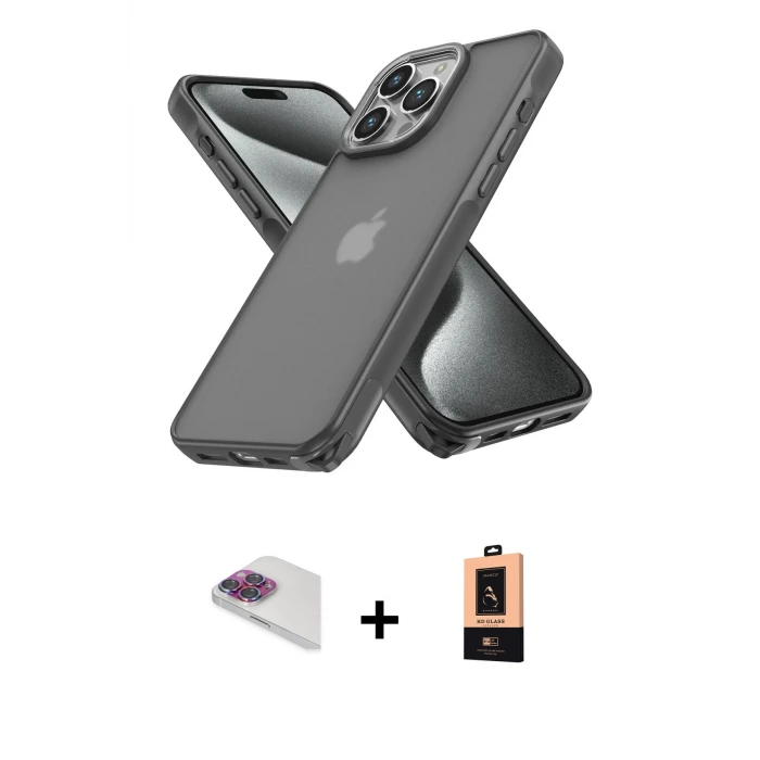 ieg™ iPhone 13 Pro Max Kılıf Atlas Form - Şeffaf Maxco Cam Ekran Koruyucu + Pers Alüminyum Kamera Lens - GI