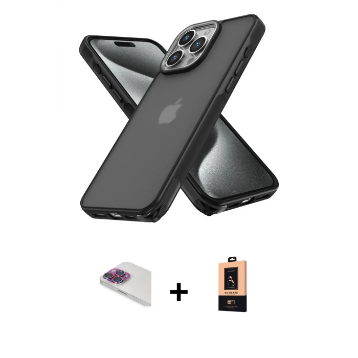 ieg™ iPhone 13 Pro Max Kılıf Atlas Form - Şeffaf Maxco Cam Ekran Koruyucu + Pers Alüminyum Kamera Lens - GI