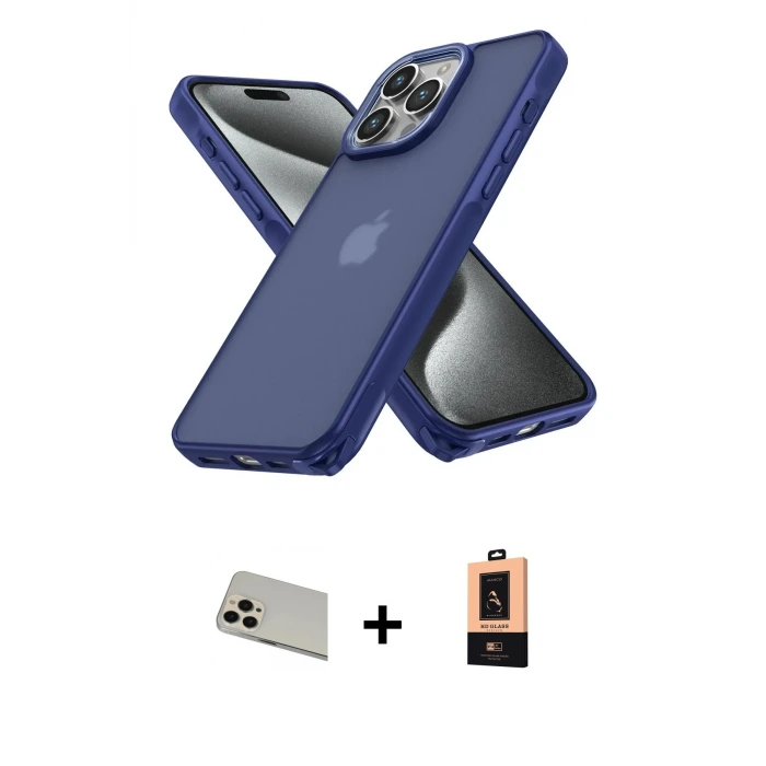 ieg™ iPhone 13 Pro Max Kılıf Atlas Form - Şeffaf Maxco Cam Ekran Koruyucu + Rainbow Kamera Lens Koruma Cam - REGD