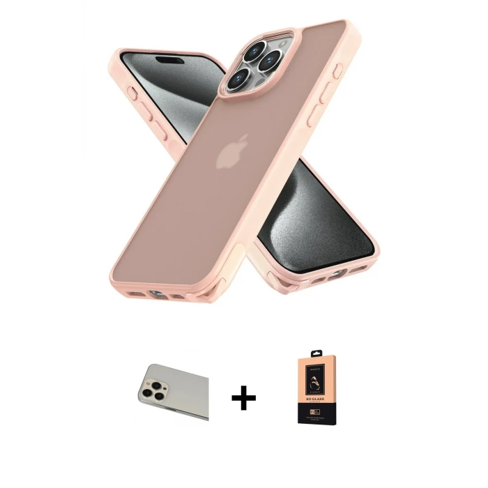 ieg™ iPhone 13 Pro Max Kılıf Atlas Form - Şeffaf Maxco Cam Ekran Koruyucu + Rainbow Kamera Lens Koruma Cam - REGD