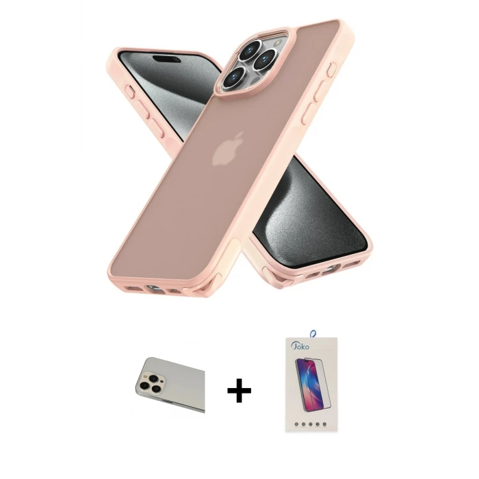 ieg™ iPhone 13 Pro Max Kılıf Atlas Form - Siyah Joko 5D Cam + Rainbow Kamera Lens Koruma Cam - REGD