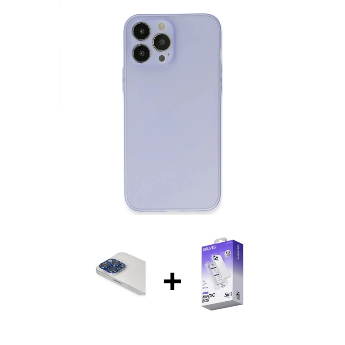 ieg™ iPhone 13 Pro Max Kılıf Atlas Minimal Prime - Siyah Bilvis 5in1 3D Magic Cam Ekran Koruyucu + Pers Alüminyum Kamera Lens - LT