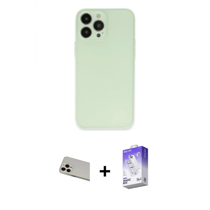 ieg™ iPhone 13 Pro Max Kılıf Atlas Minimal Prime - Siyah Bilvis 5in1 3D Magic Cam Ekran Koruyucu + Rainbow Kamera Lens Koruma Cam - REGD