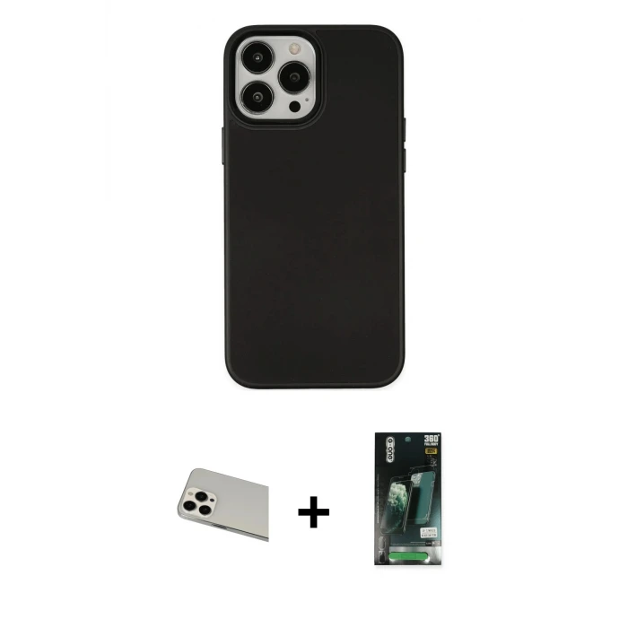 ieg™ iPhone 13 Pro Max Kılıf Çekirdek Çizgi - Şeffaf 360 Full Body Arka Koruyucu + Rainbow Kamera Lens Koruma Cam - BZ
