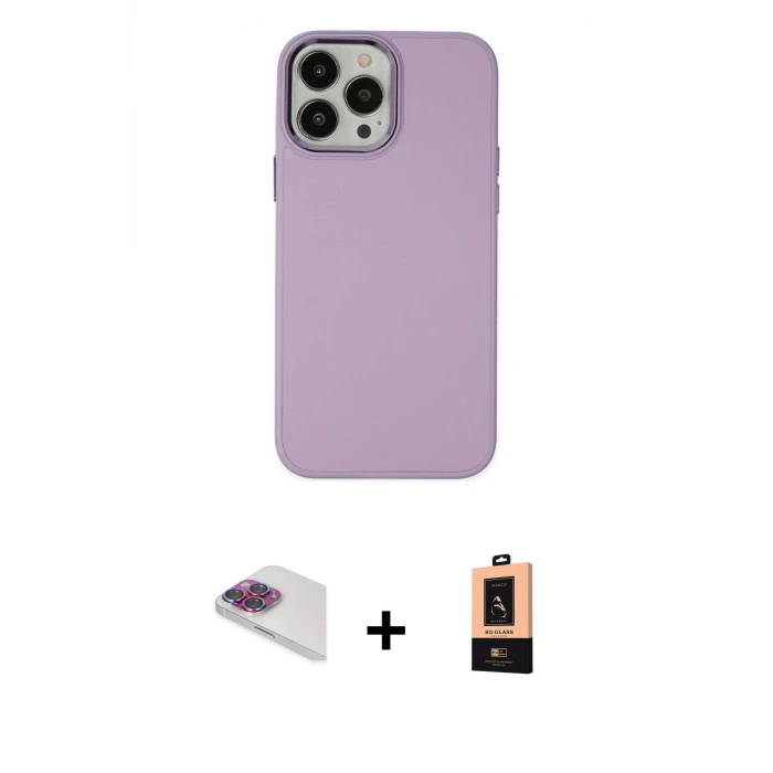 ieg™ iPhone 13 Pro Max Kılıf Çekirdek Çizgi - Şeffaf Maxco Cam Ekran Koruyucu + Pers Alüminyum Kamera Lens - GI