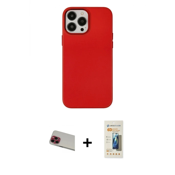 ieg™ iPhone 13 Pro Max Kılıf Çekirdek Çizgi - Siyah 6D Mat Seramik Hayalet Nano Ekran Koruyucu + Rainbow Kamera Lens Koruma Cam - KI