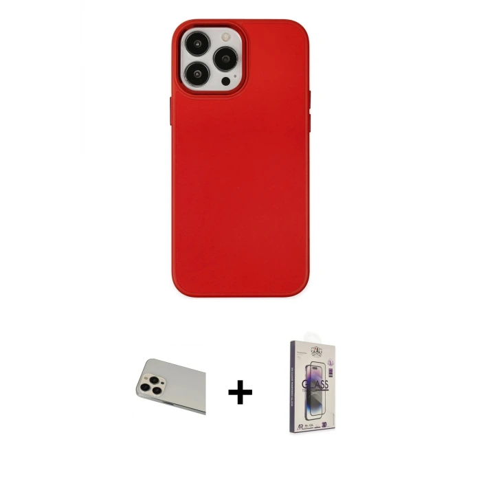 ieg™ iPhone 13 Pro Max Kılıf Çekirdek Çizgi - Siyah Bilvis 3D Cam Ekran Koruyucu + Rainbow Kamera Lens Koruma Cam - REGD