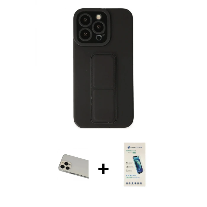 ieg™ iPhone 13 Pro Max Kılıf Çekirdek Yansıma - Şeffaf Pasifik Cam Ekran Koruyucu + Rainbow Kamera Lens Koruma Cam - REGD