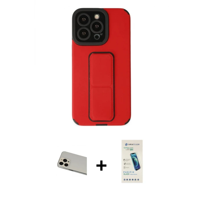ieg™ iPhone 13 Pro Max Kılıf Çekirdek Yansıma - Şeffaf Pasifik Cam Ekran Koruyucu + Rainbow Kamera Lens Koruma Cam - REGD