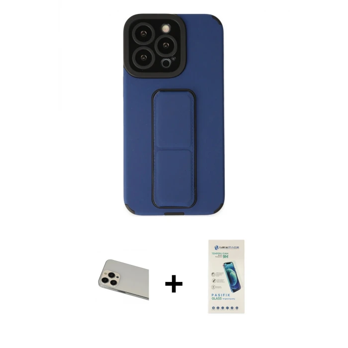 ieg™ iPhone 13 Pro Max Kılıf Çekirdek Yansıma - Şeffaf Pasifik Cam Ekran Koruyucu + Rainbow Kamera Lens Koruma Cam - REGD