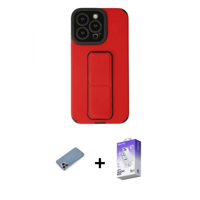 ieg™ iPhone 13 Pro Max Kılıf Çekirdek Yansıma - Siyah Bilvis 5in1 3D Magic Cam Ekran Koruyucu + Shine Kamera Lens Koruma Cam - PE