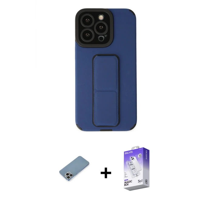 ieg™ iPhone 13 Pro Max Kılıf Çekirdek Yansıma - Siyah Bilvis 5in1 3D Magic Cam Ekran Koruyucu + Shine Kamera Lens Koruma Cam - GI