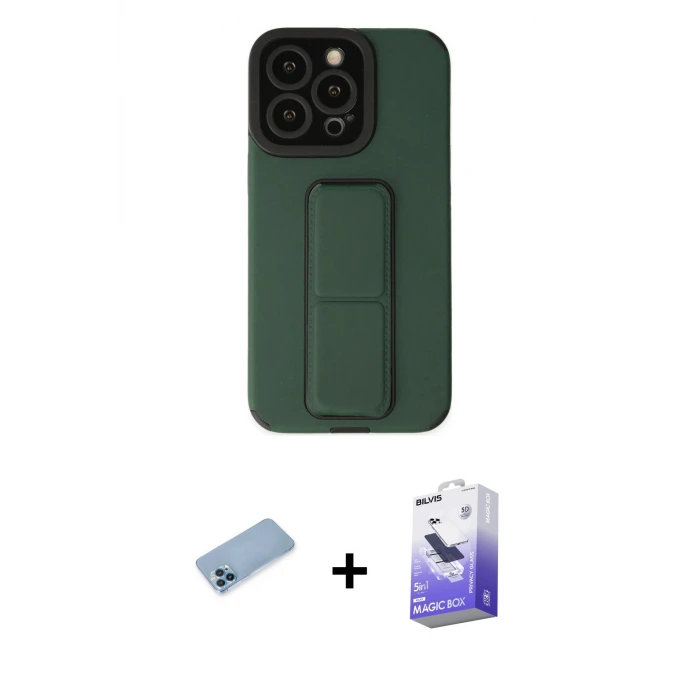 ieg™ iPhone 13 Pro Max Kılıf Çekirdek Yansıma - Siyah Bilvis 5in1 5D Magic Hayalet Cam Ekran Koruyucu + Shine Kamera Lens Koruma Cam - MI