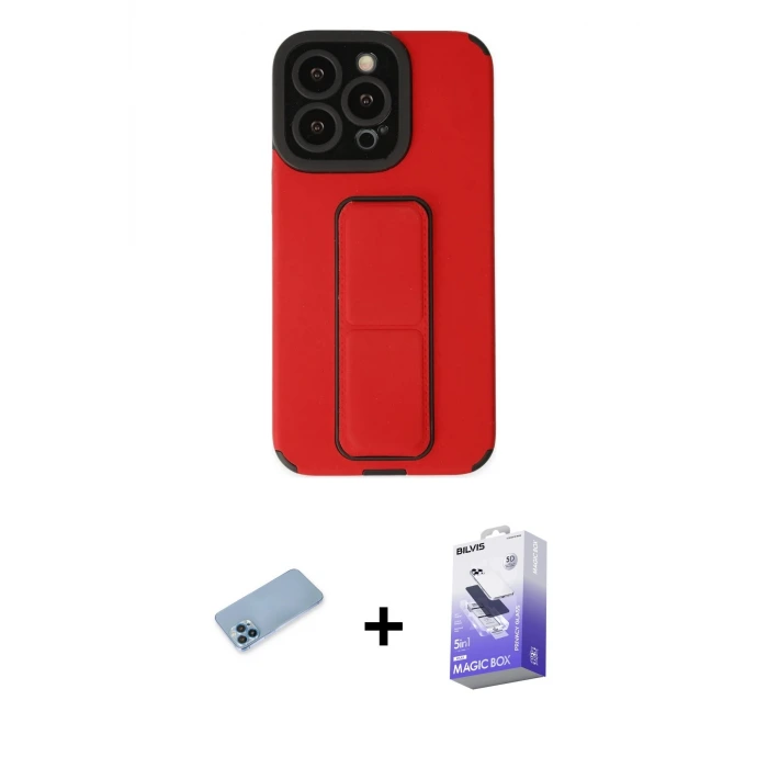 ieg™ iPhone 13 Pro Max Kılıf Çekirdek Yansıma - Siyah Bilvis 5in1 5D Magic Hayalet Cam Ekran Koruyucu + Shine Kamera Lens Koruma Cam - MI