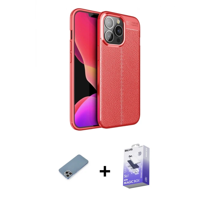 ieg™ iPhone 13 Pro Max Kılıf Doruk Klasik Özel Seri - Siyah Bilvis 5in1 5D Magic Hayalet Cam Ekran Koruyucu + Shine Kamera Lens Koruma Cam - GI