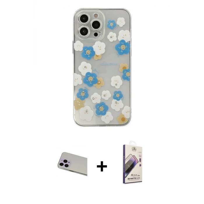 ieg™ iPhone 13 Pro Max Kılıf Eksen Asil Prime - Siyah Bilvis 3D Mat Cam Ekran Koruyucu + Rainbow Kamera Lens Koruma Cam - MR