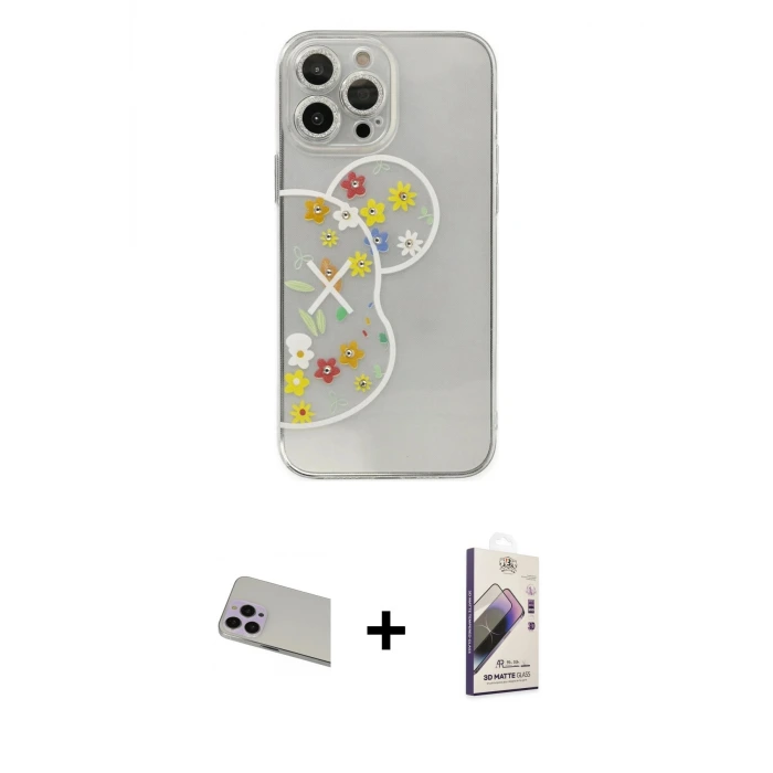 ieg™ iPhone 13 Pro Max Kılıf Eksen Asil Prime - Siyah Bilvis 3D Mat Cam Ekran Koruyucu + Rainbow Kamera Lens Koruma Cam - MR