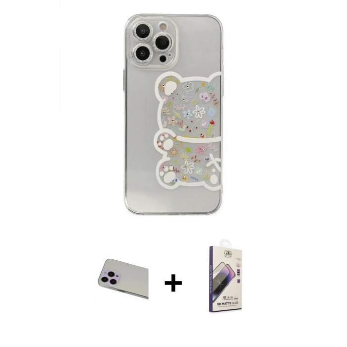 ieg™ iPhone 13 Pro Max Kılıf Eksen Asil Prime - Siyah Bilvis 3D Mat Cam Ekran Koruyucu + Rainbow Kamera Lens Koruma Cam - MR