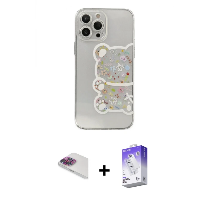 ieg™ iPhone 13 Pro Max Kılıf Eksen Asil Prime - Siyah Bilvis 5in1 3D Magic Cam Ekran Koruyucu + Pers Alüminyum Kamera Lens - GI