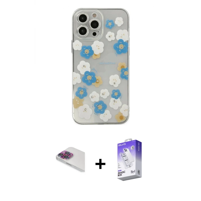 ieg™ iPhone 13 Pro Max Kılıf Eksen Asil Prime - Siyah Bilvis 5in1 3D Magic Cam Ekran Koruyucu + Pers Alüminyum Kamera Lens - GI