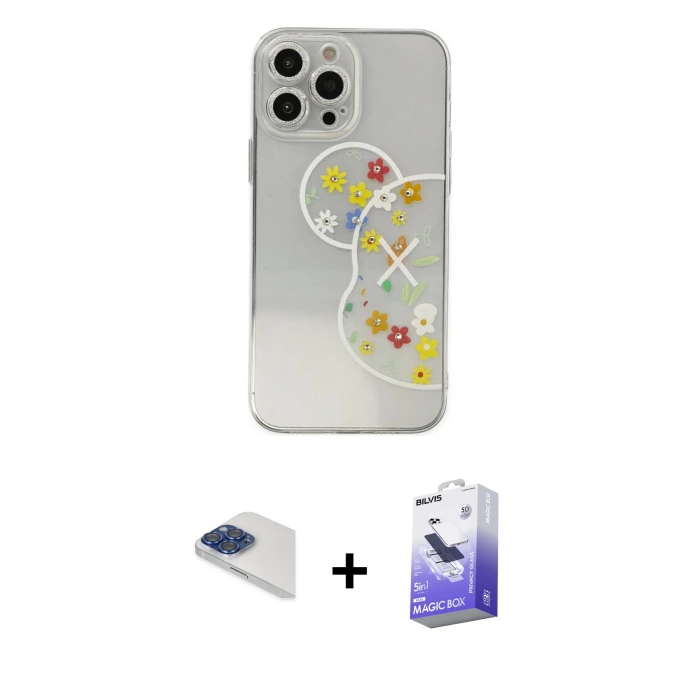 ieg™ iPhone 13 Pro Max Kılıf Eksen Asil Prime - Siyah Bilvis 5in1 5D Magic Hayalet Cam Ekran Koruyucu + Pers Alüminyum Kamera Lens - LT