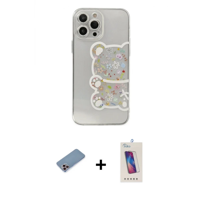 ieg™ iPhone 13 Pro Max Kılıf Eksen Asil Prime - Siyah Joko 5D Cam + Shine Kamera Lens Koruma Cam - PE