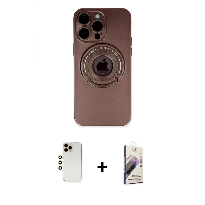 ieg™ iPhone 13 Pro Max Kılıf Eksen Klasik Prime - Siyah Bilvis 3D Mat Cam Ekran Koruyucu + Shine Kamera Lens - GD