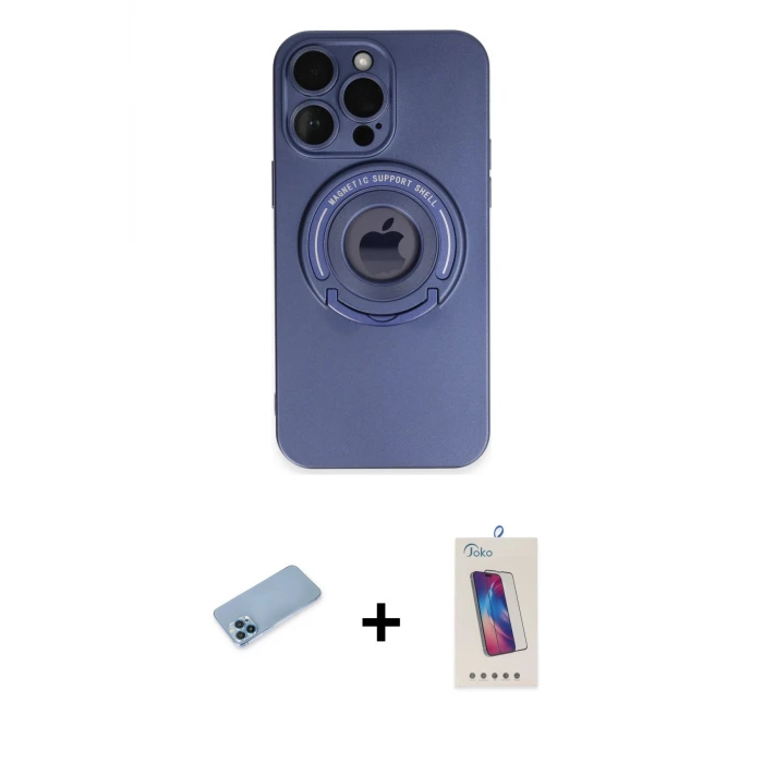 ieg™ iPhone 13 Pro Max Kılıf Eksen Klasik Prime - Siyah Joko 5D Cam + Shine Kamera Lens Koruma Cam - MI