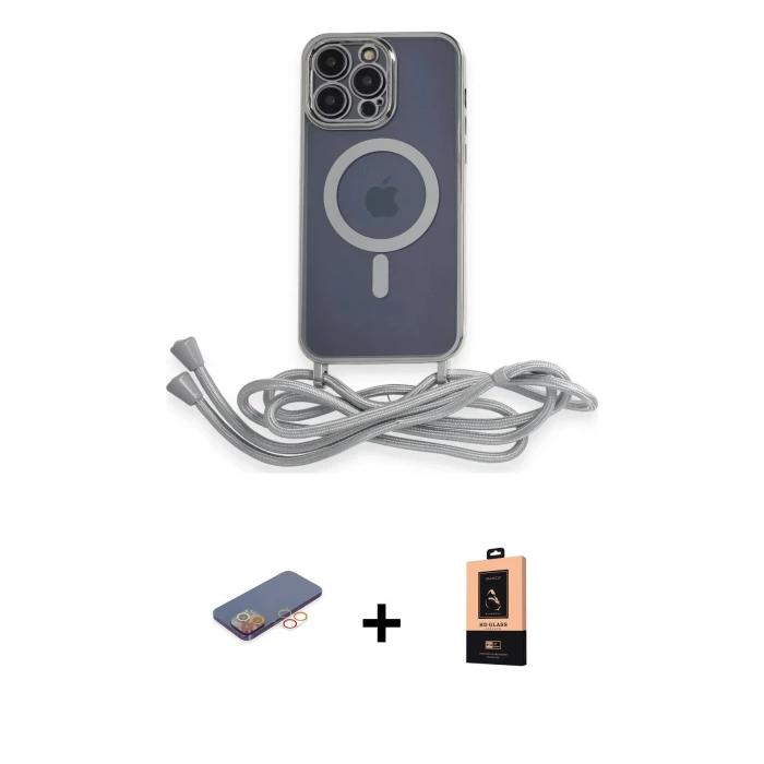 ieg™ iPhone 13 Pro Max Kılıf Eksen Özel Seri - Şeffaf Maxco Cam Ekran Koruyucu + Renkli Kamera Lens Koruma Cam - TU