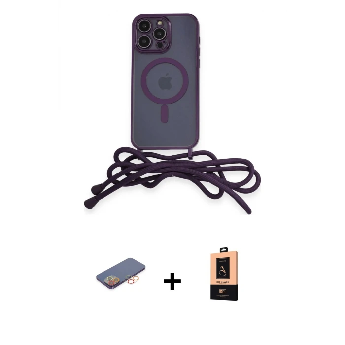 ieg™ iPhone 13 Pro Max Kılıf Eksen Özel Seri - Şeffaf Maxco Cam Ekran Koruyucu + Renkli Kamera Lens Koruma Cam - TU