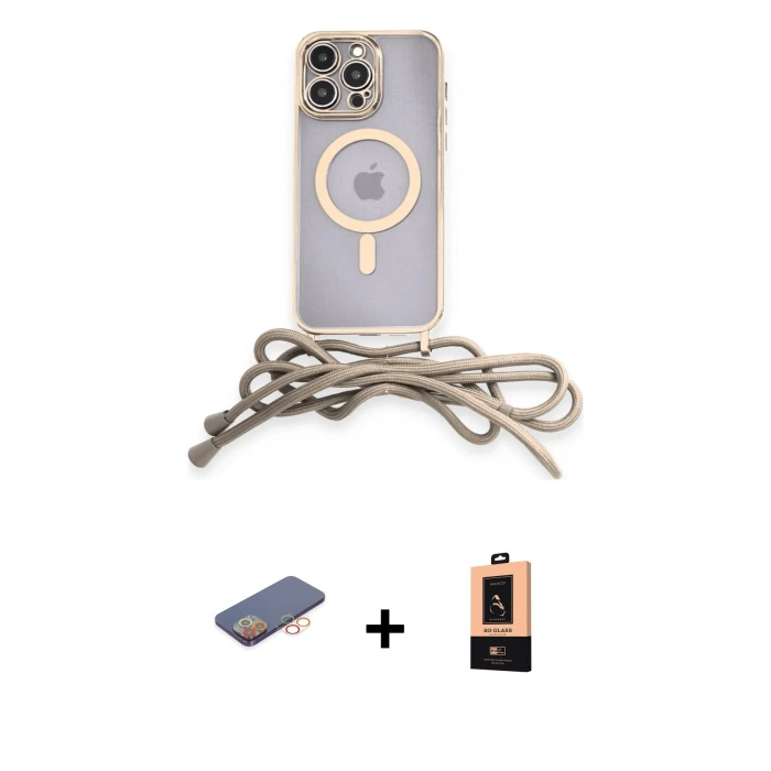 ieg™ iPhone 13 Pro Max Kılıf Eksen Özel Seri - Şeffaf Maxco Cam Ekran Koruyucu + Renkli Kamera Lens Koruma Cam - TU