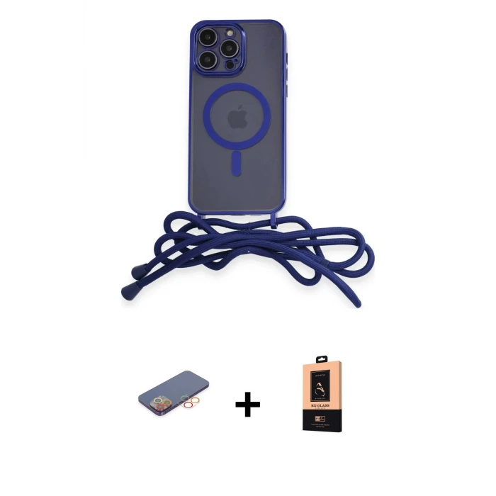 ieg™ iPhone 13 Pro Max Kılıf Eksen Özel Seri - Şeffaf Maxco Cam Ekran Koruyucu + Renkli Kamera Lens Koruma Cam - TU