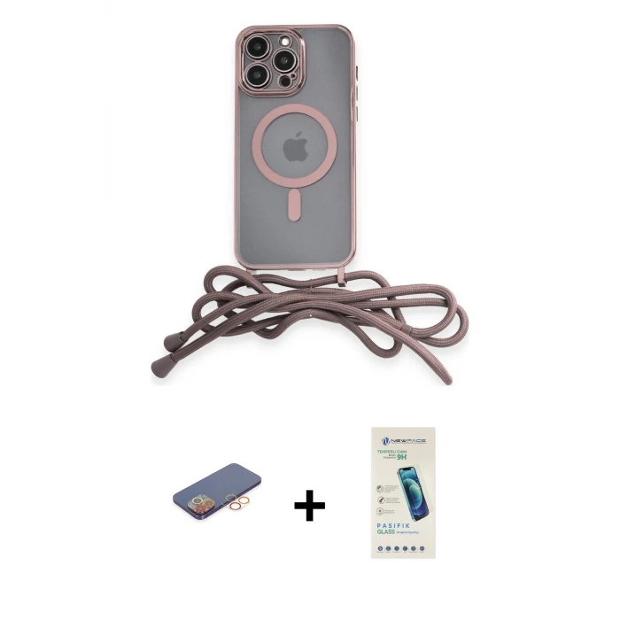 ieg™ iPhone 13 Pro Max Kılıf Eksen Özel Seri - Şeffaf Pasifik Cam Ekran Koruyucu + Renkli Kamera Lens Koruma Cam - TU