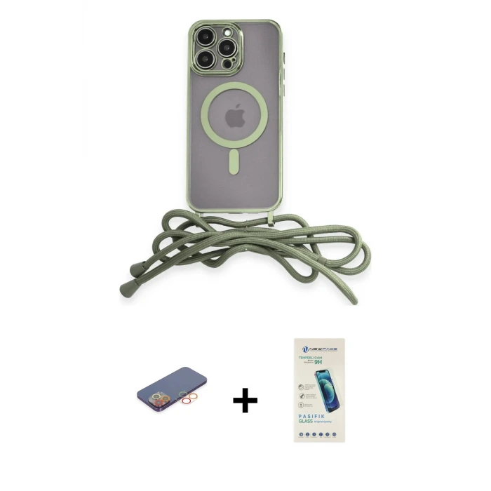ieg™ iPhone 13 Pro Max Kılıf Eksen Özel Seri - Şeffaf Pasifik Cam Ekran Koruyucu + Renkli Kamera Lens Koruma Cam - TU