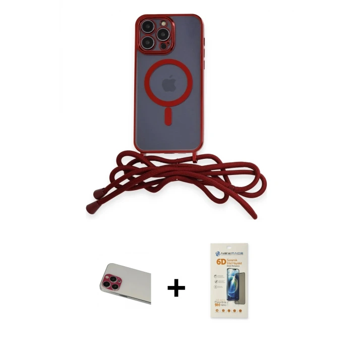 ieg™ iPhone 13 Pro Max Kılıf Eksen Özel Seri - Siyah 6D Mat Seramik Hayalet Nano Ekran Koruyucu + Rainbow Kamera Lens Koruma Cam - KI
