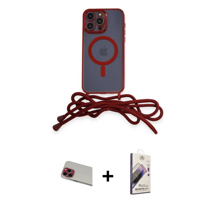 ieg™ iPhone 13 Pro Max Kılıf Eksen Özel Seri - Siyah Bilvis 3D Mat Cam Ekran Koruyucu + Rainbow Kamera Lens Koruma Cam - KI