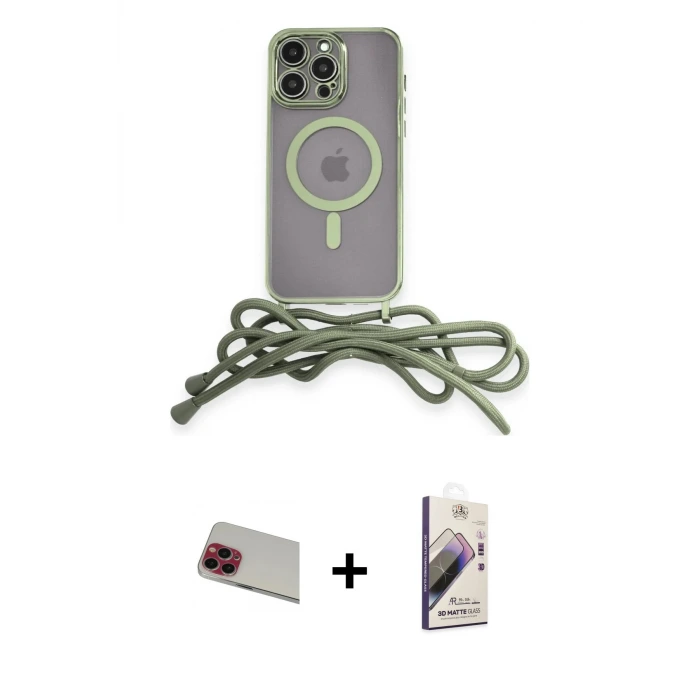 ieg™ iPhone 13 Pro Max Kılıf Eksen Özel Seri - Siyah Bilvis 3D Mat Cam Ekran Koruyucu + Rainbow Kamera Lens Koruma Cam - KI
