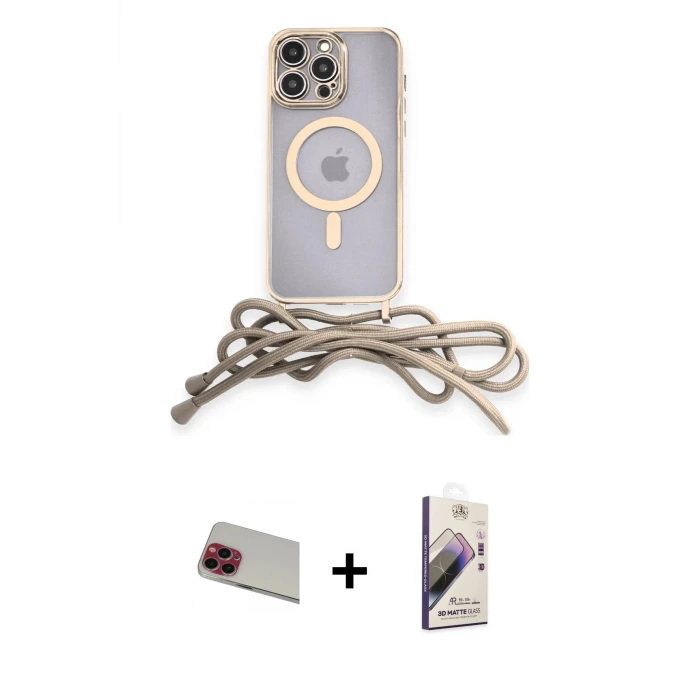 ieg™ iPhone 13 Pro Max Kılıf Eksen Özel Seri - Siyah Bilvis 3D Mat Cam Ekran Koruyucu + Rainbow Kamera Lens Koruma Cam - KI
