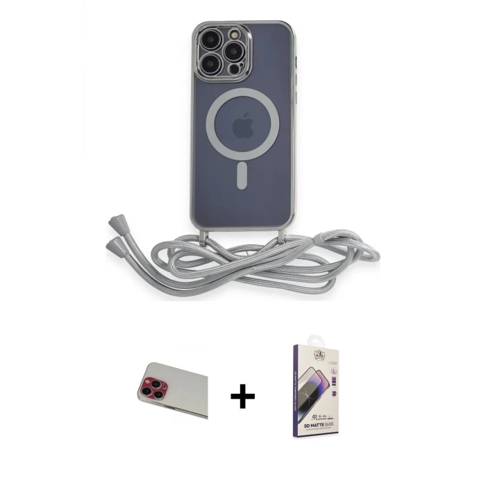 ieg™ iPhone 13 Pro Max Kılıf Eksen Özel Seri - Siyah Bilvis 3D Mat Cam Ekran Koruyucu + Rainbow Kamera Lens Koruma Cam - KI