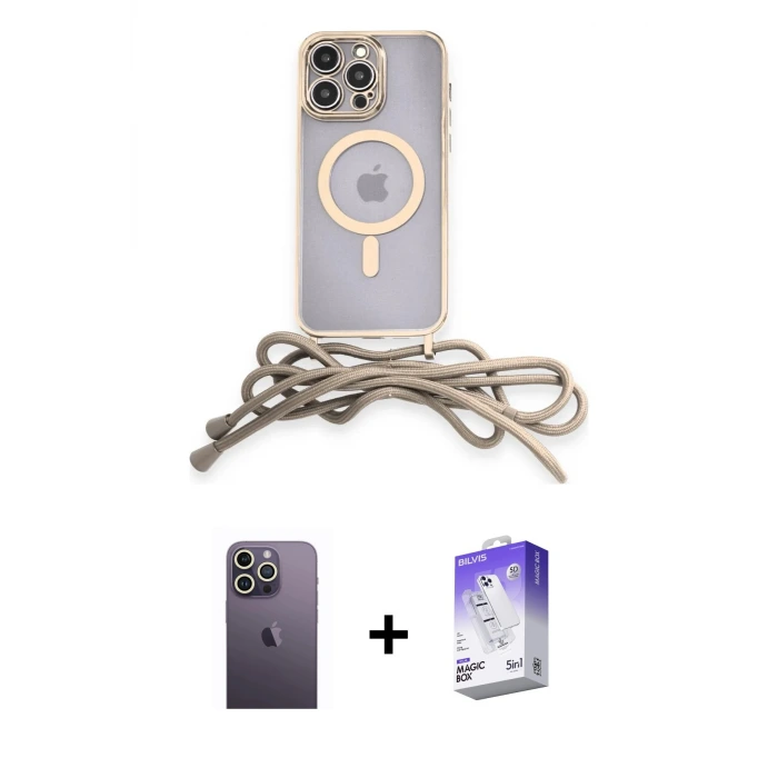 ieg™ iPhone 13 Pro Max Kılıf Eksen Özel Seri - Siyah Bilvis 5in1 3D Magic Cam Ekran Koruyucu + Neon Fosforlu Kamera Lens - BZ