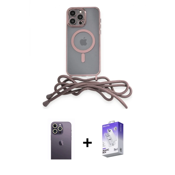 ieg™ iPhone 13 Pro Max Kılıf Eksen Özel Seri - Siyah Bilvis 5in1 3D Magic Cam Ekran Koruyucu + Neon Fosforlu Kamera Lens - BZ