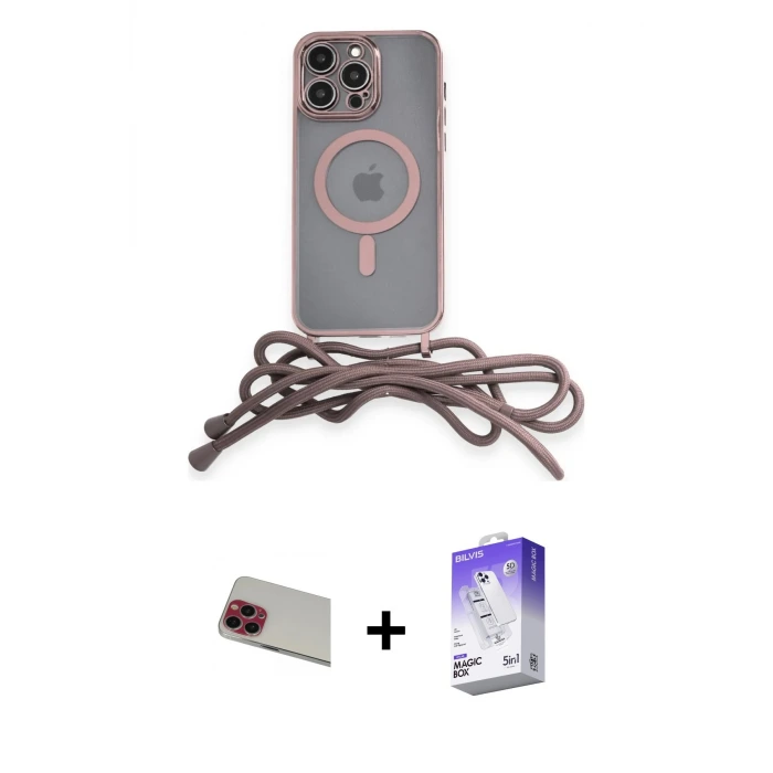 ieg™ iPhone 13 Pro Max Kılıf Eksen Özel Seri - Siyah Bilvis 5in1 3D Magic Cam Ekran Koruyucu + Rainbow Kamera Lens Koruma Cam - KI
