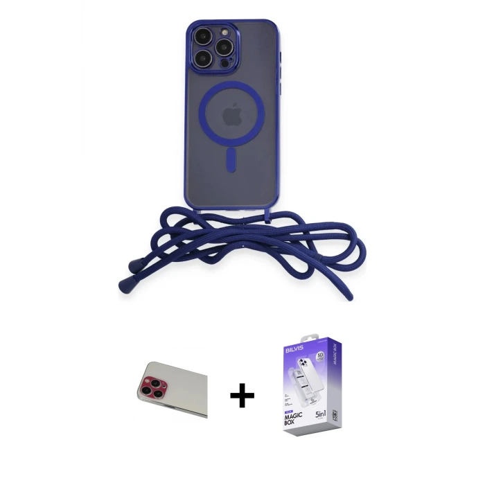 ieg™ iPhone 13 Pro Max Kılıf Eksen Özel Seri - Siyah Bilvis 5in1 3D Magic Cam Ekran Koruyucu + Rainbow Kamera Lens Koruma Cam - KI